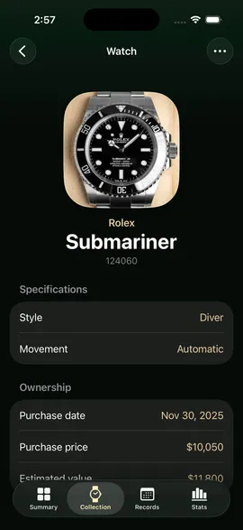 Keep track of every important detail for each watch