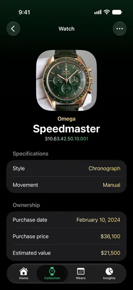 Keep track of every important detail for each watch